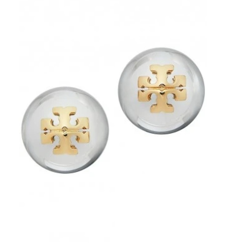 Tory Burch Kira Two-Tone Logo Stud Earrings